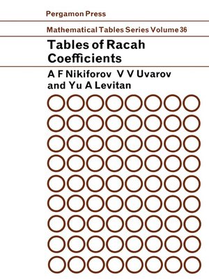 cover image of Tables of Racah Coefficients
